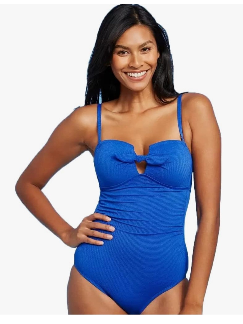 Kona Sol Blue One-Piece Swimsuit with Front Knot Medium